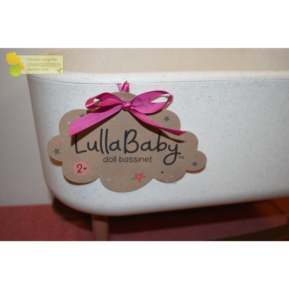 LullaBaby Doll Bassinet Rocking Cradle Accessory Speckled White - Picture 2 of 8